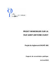 Couverture du rapport - Projet immobilier sur la rue St-Antoine Ouest