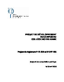 Couverture du rapport - Développement du campus du collège Notre-Dame