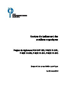 Couverture du rapport - Traitement des matières organiques