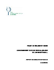 Couverture du rapport - Agrandissement du Stade Percival-Molson