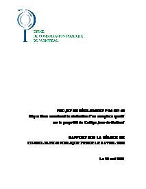 Couverture du rapport - Complexe sportif sur le site du Collège Jean-de-Brébeuf