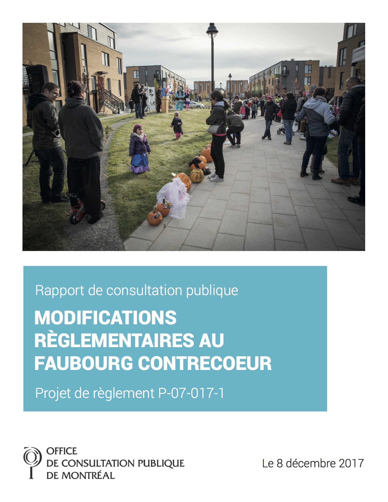 Couverture du rapport - Modifications règlementaires au Faubourg Contrecoeur