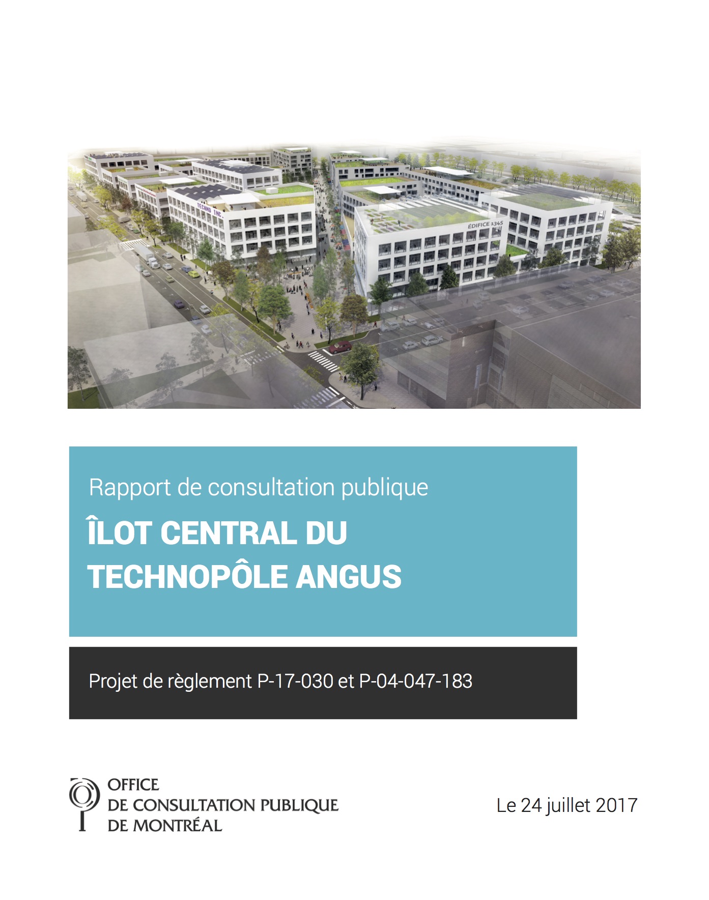 Couverture du rapport - Technopôle Angus - îlot central
