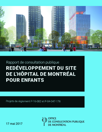 Couverture du rapport - Redéveloppement du site de l'ancien Hôpital de Montréal pour enfants